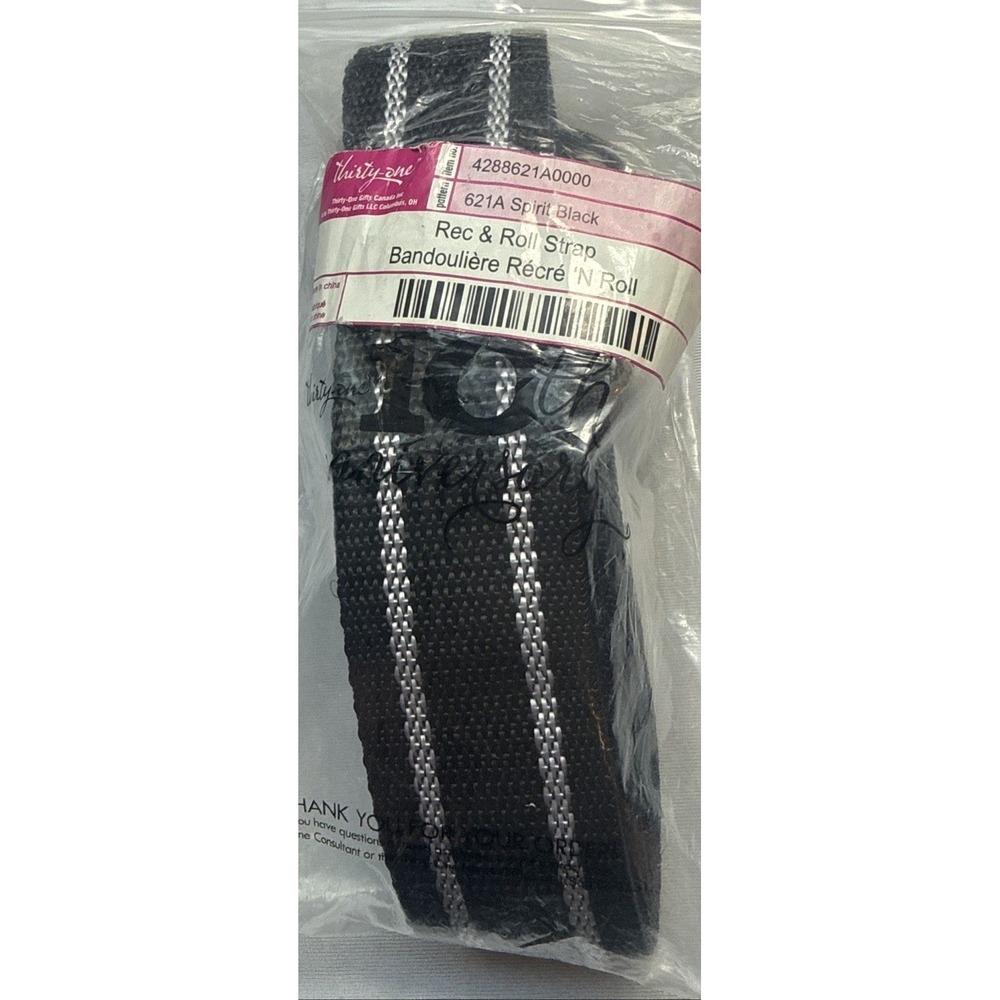 Thirty-One Rec & Roll Strap 621A‎ Spirit Black Replacement Adjustable Strap NEW